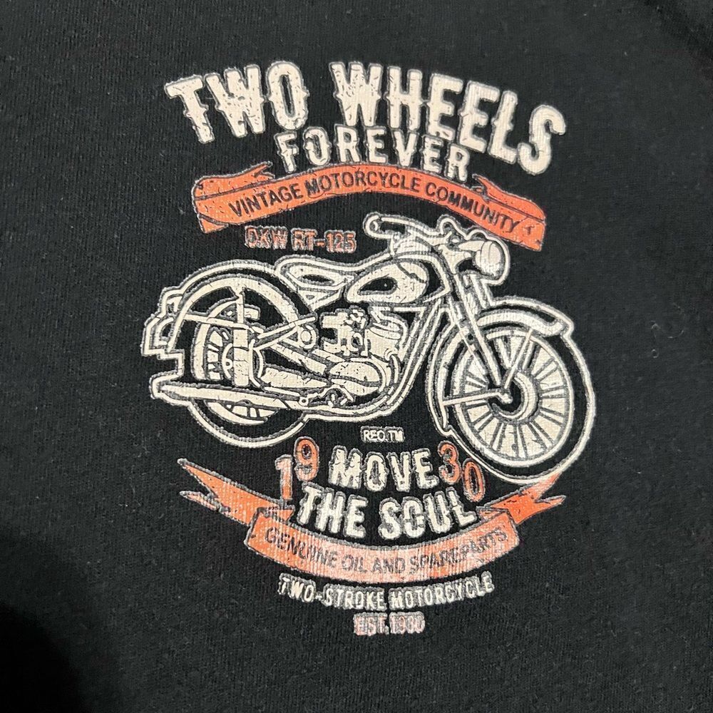 🔥🏍 TWO WHEELS FOREVER Vintage Motorcycle Community graphic- not Vintage or AOP - Picture 2 of 5
